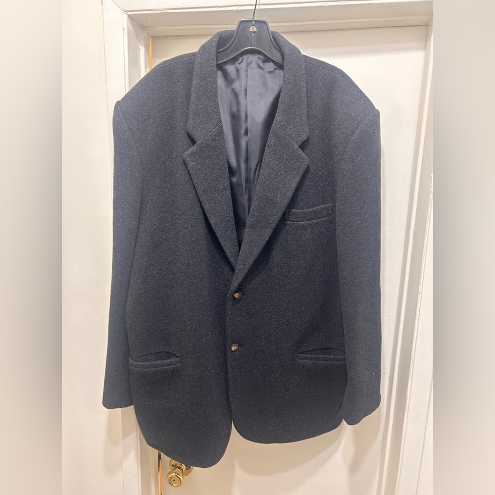 Gap Blazer Jacket Mens Size L Gray Wool Blend Lined Coat Heavyweight Vintage 90s